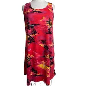 Hawaiian print tank dress L vintage